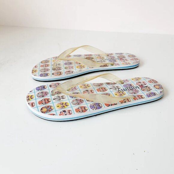 tommy hilfiger beijing opera mask flip flops - 9 mens / 10.5 womens - Picture 2 of 7